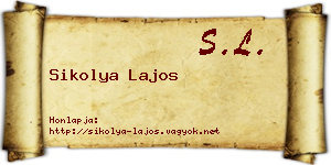 Sikolya Lajos névjegykártya